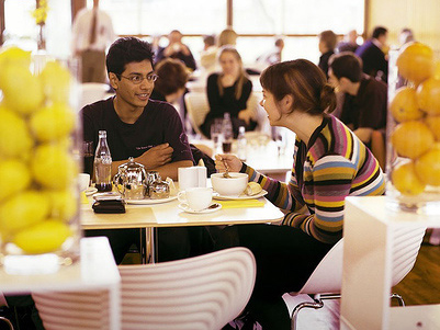 Students in a cafeteria