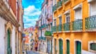 Portuguese street with colourful houses