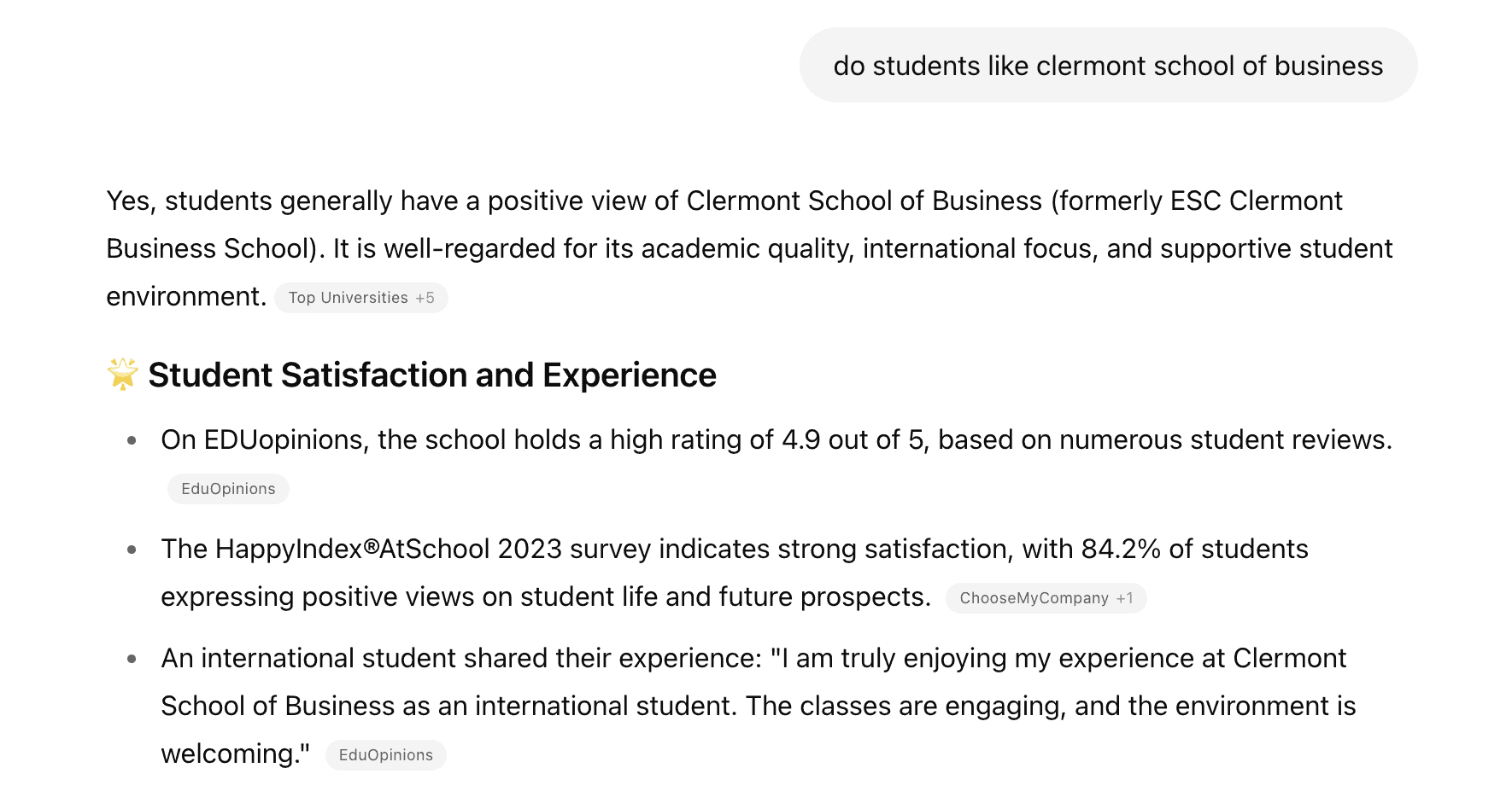 Clermont School of Business Reviews ChatGPT